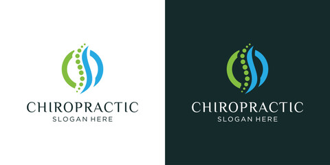 Chiropractic Logo Design Template. Human Spine Symbol for Back Pain Medical Care Logo.