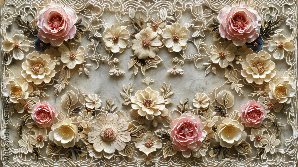 Poster floral pattern background with elegant design and soft colors, creating a decorative and charming at