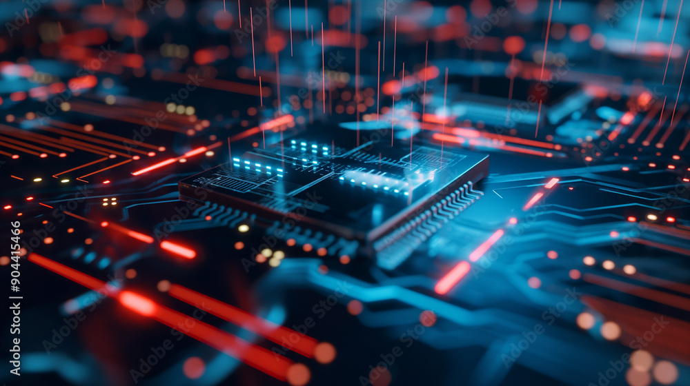Aufkleber a futuristic microchip with advanced architecture and cooling technology