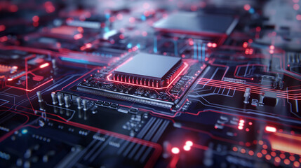 Fototapeta premium A futuristic microchip with advanced architecture and cooling technology