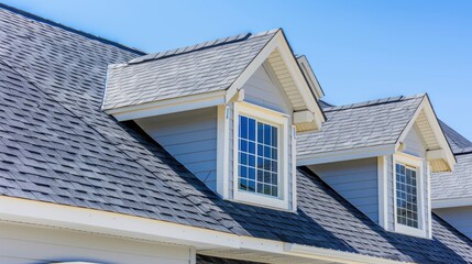 A modern house features elegant architecture and well-maintained landscaping under a grey sky, ideal for peaceful living in a serene suburban setting