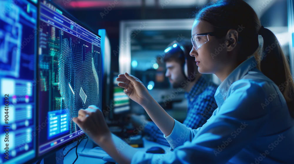 Poster engineers working on high-performance cpus in a state-of-the-art lab