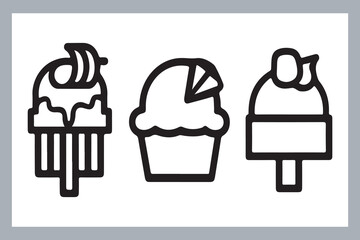 Ice cream logo, with minimalist style. Ice cream silhouette vector, Ice cream silhouette set vector design big pack of illustration and icon