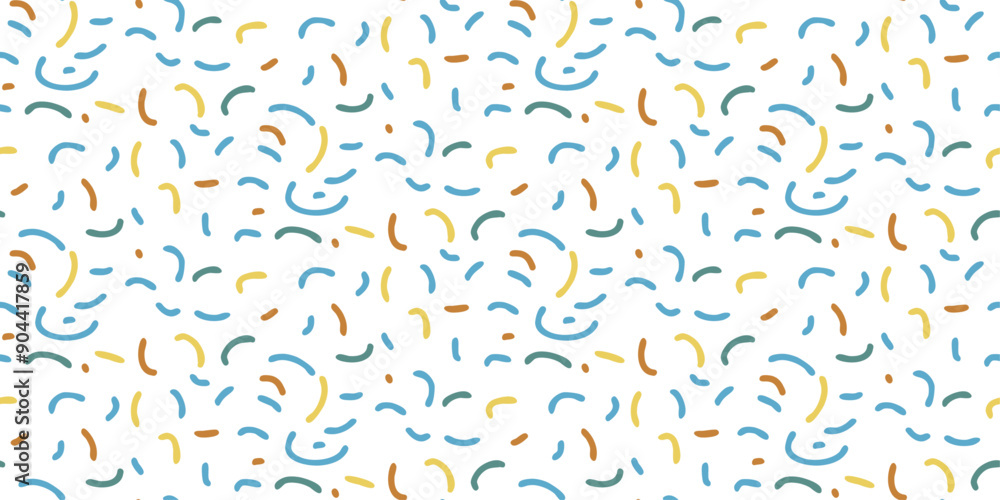 Leinwandbilder White background and multi-colored curved lines creating a textured canvas. Seamless pattern with colored minimalistic lines.