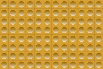 Gold abstract vector background. Yellow squares with circles. Perforated geometric gold metallic background. Abstract material wallpaper