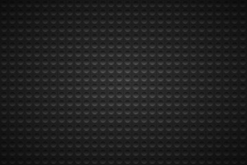 Dark grey abstract vector background. Dark squares with black circle. Perforated geometric black metallic background. Abstract material wallpaper