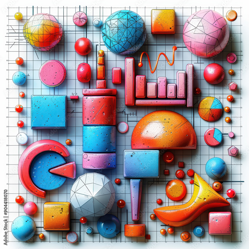 Poster abstract colorful shapes creating a vibrant composition in modern art and creative expression.