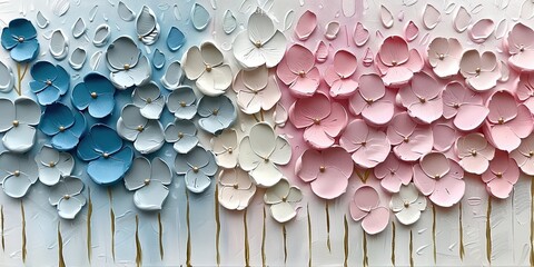 Artistic composition of pastel flowers arranged in a pattern