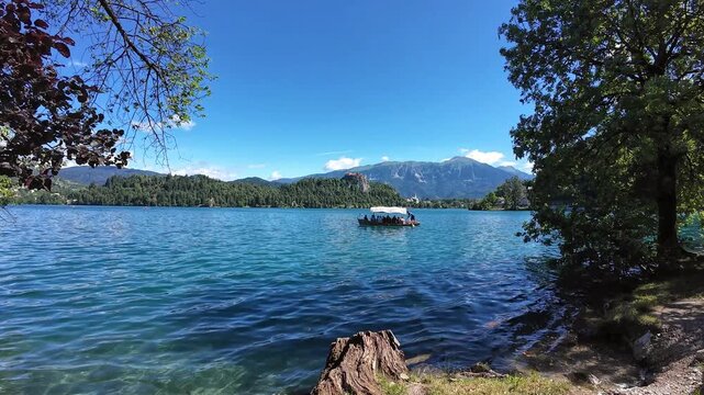 Scenic Lake Bled With Tourists. 2. juli 2024