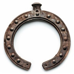 Medium shot of horseshoe, isolated on a white background, bright tonality, 