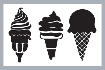 Ice cream logo, with minimalist style. Ice cream silhouette vector, Ice cream silhouette set vector design big pack of illustration and icon