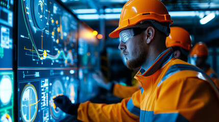 Technicians ensuring optimal performance of a hydroelectric power plant
