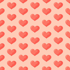 Valentines day seamless pattern with cute hearts. Simple vector illustration. Romantic background for Valentines day cards, wrapping paper, packaging, kids textile, baby fabric.