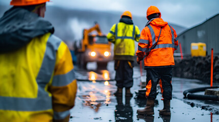 Technicians performing safety drills at a geothermal power plant
