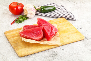 Raw fresh tuna fish steak