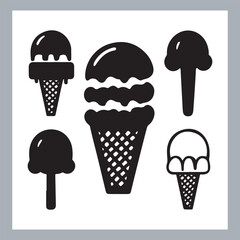 Ice cream logo, with minimalist style. Ice cream silhouette vector, Ice cream silhouette set vector design big pack of illustration and icon