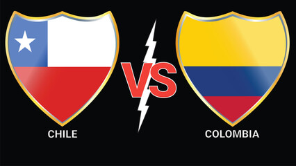 Fototapeta premium Chile vs Colombia Football Face-Off: Black Background and Versus Flags