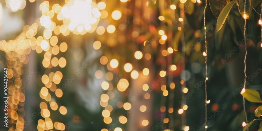 Poster string lights in a room creating an atmospheric and festive ambiance.