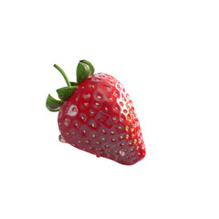Strawberries falling against a transparent background.