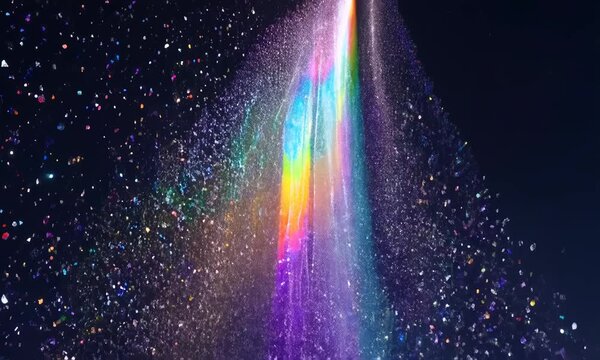 It was as if a million tiny crystals had been broken and released into the sky each one pulsating with a unique hue and contributing to the sparkling rainbow particles dancing above. 4K Video