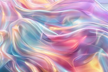 Obraz premium Light pastel background of various holographic shapes and waves