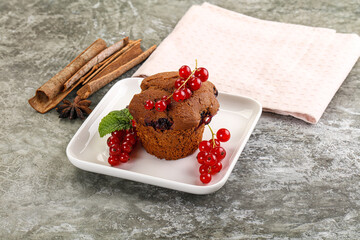 Delicous cupcake with red currant