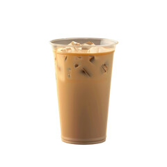 Iced Latte Coffee: A Refreshing Beverage of Milk and Coffee in a Plastic Cup on a transparent background