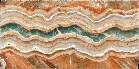 A painting resembling natural agate stone patterns in brown and white
