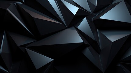 Obraz premium Abstract black 3D background with geometric triangles.