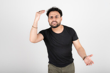 Fototapeta premium Latin young man arguing loudly
