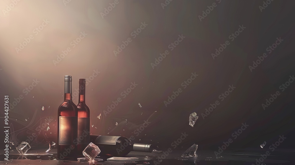 Poster a wine bottle atop a table adjacent to another wine bottle on the same table