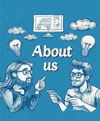 create a high quality poster "About us" social media marketing company no text 