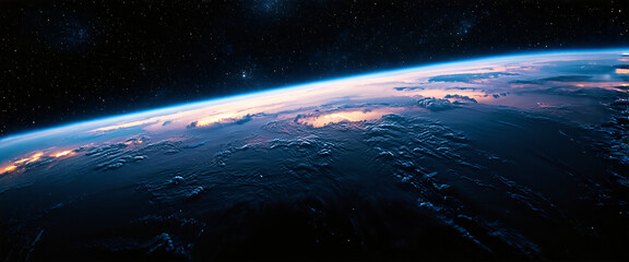 Fototapeta premium Cosmic Landscape with Swirling Nebula Clouds