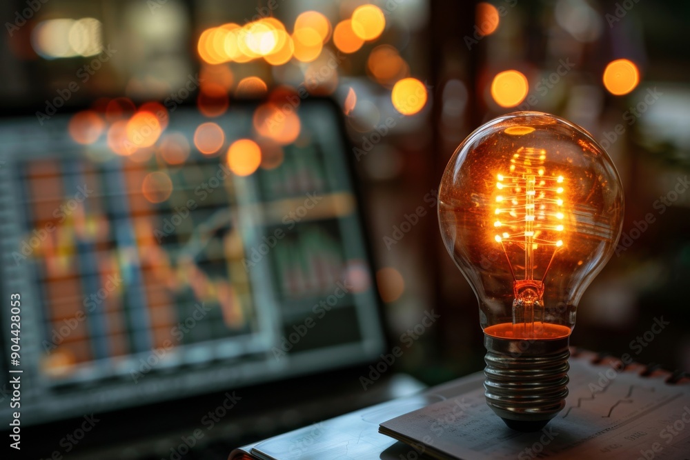 Aufkleber Lightbulb with Brain Texture on a Rustic Wood Surface Blending Traditional and Modern Elements.