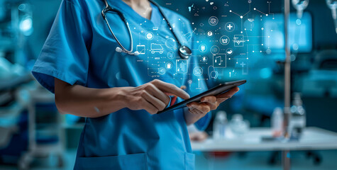 Doctor analyzing a patient's test results digitally on a tablet