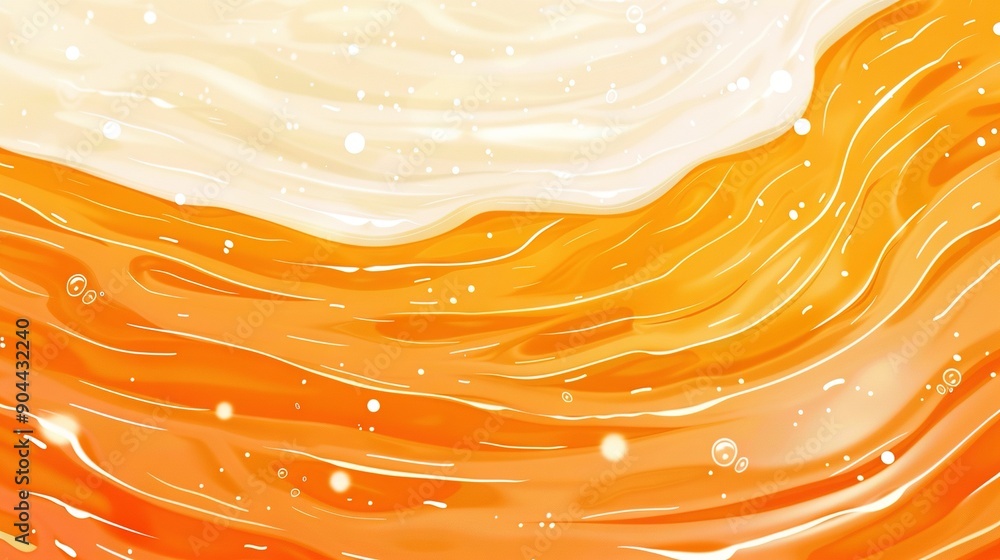 Poster a close-up of an orange and white background with water bubbles on the surface and in the foreground