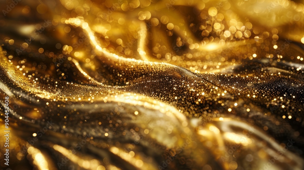 Poster a stunning display of shimmering gold textures features swirling patterns and sparkling particles se
