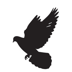 Pigeon silhouette, flying dove silhouette vector