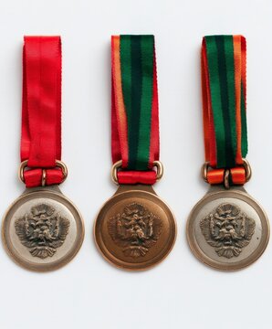 Three medal with gold madel and silver, bronze for sports game