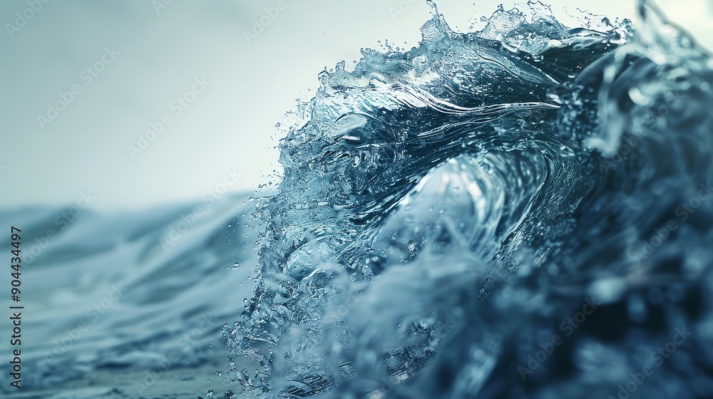 Poster a crashing ocean wave captures vivid details and textures, showcasing the beauty and power of nature