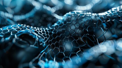 High-tech biotech visualization showcases intricate patterns and interconnected cell structures, emphasizing advanced scientific research in a laboratory environment