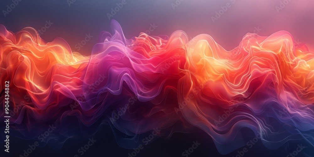 Poster vibrant and captivating abstract flowing waves showcasing a captivating display of colorful light
