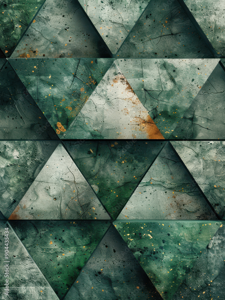 Poster abstract geometric pattern with marble texture and green tones creating a modern and artistic backgr