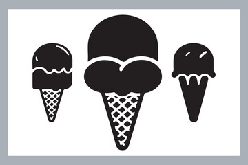 Ice cream logo, with minimalist style. Ice cream silhouette vector, Ice cream silhouette set vector design big pack of illustration and icon