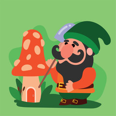 Garden gnome cartoon character Vector