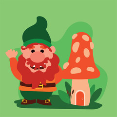 Garden gnome cartoon character Vector