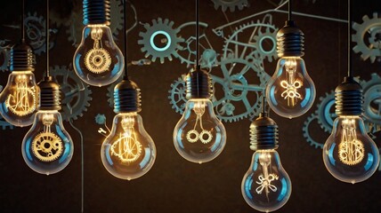 light bulb on black background