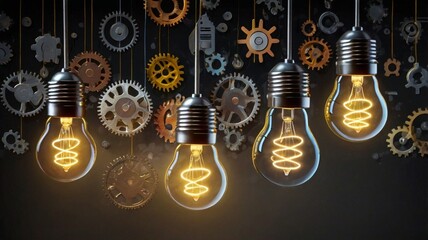 light bulb on black background