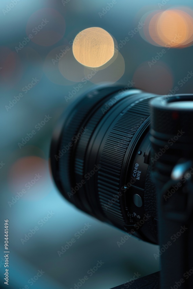 Aufkleber A detailed view of a camera lens with a blurred background, ideal for use in photography-related contexts