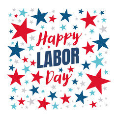 Red, blue, gray stars celebrating Happy Labor Day suitable for holidaythemed designs, greeting cards, social media posts, and promotions.